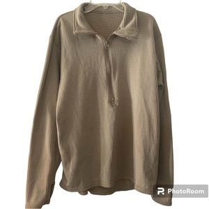POLARTEC Fleece Desert Tan Quarter Zip Long Sleeve Collared Pullover Size Small